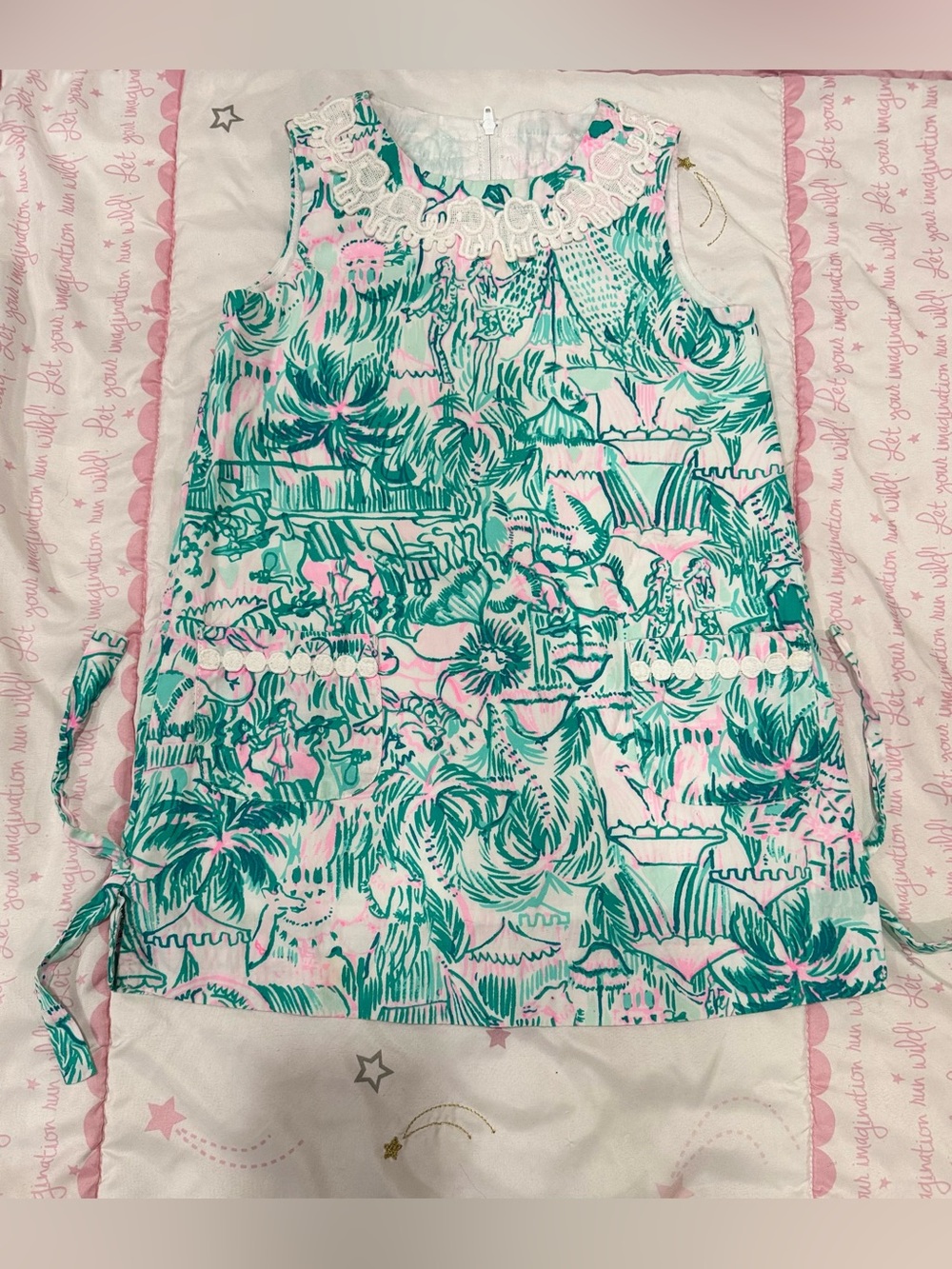 4, Lilly Pulitzer White with Pink & Teal Floral Print Dress